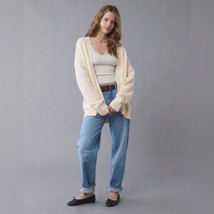 American Eagle Outfitters Open Knit Cream Cardigan